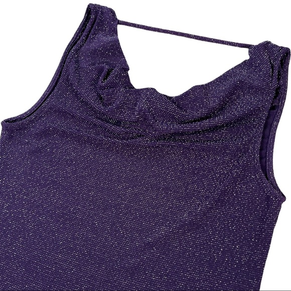 Jennifer Lopez size small sparkly purple sleeveless top with cowl neck - Picture 4 of 11